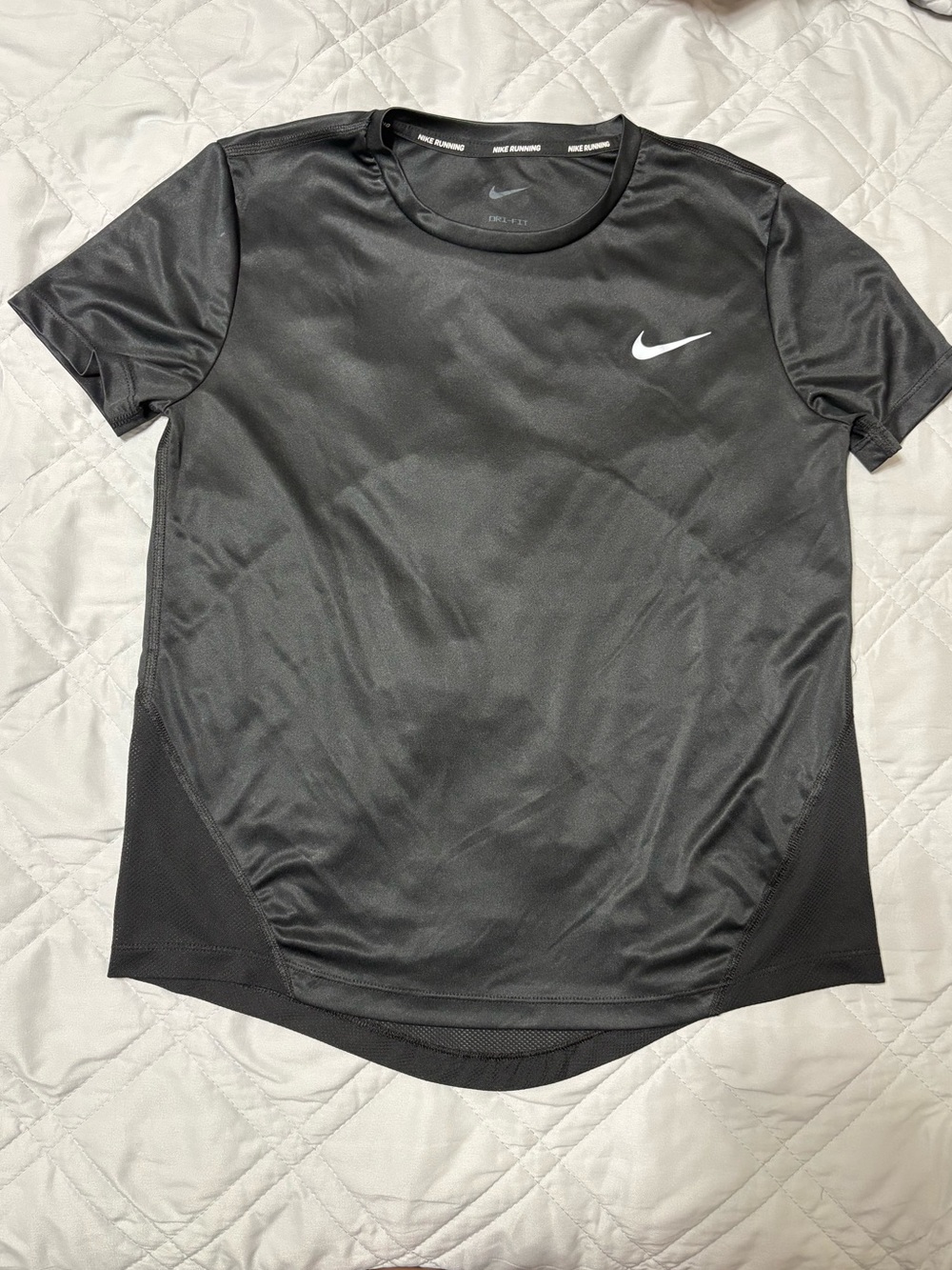 Nike Black Short Sleeve Dri-FIT Training Tee with White Swoosh